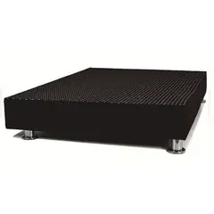 MUEBLES MACRUMO - Box Tarima reforzado, acolchado y Mad. Tornillo + Cuero Negro 1.5 Plz + Almohada