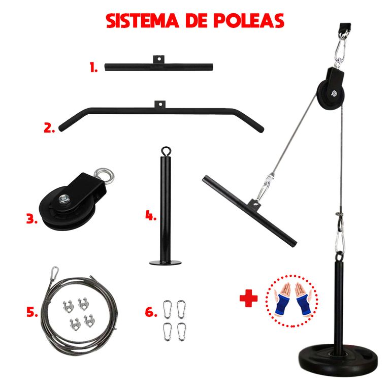 Set Entrenamiento Polea Accesorios + Guantes gratis