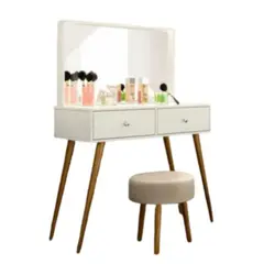 R&R MUEBLES - Tocador Vintage Leysi 2 Cajones Blanco R&R Muebles