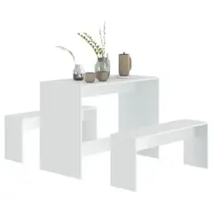 GENERICO - Juego de Comedor con 2 Bancos Tati Blanco R&R MUEBLES