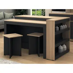 R&R MUEBLES - Isla de Cocina Minimalista Masaki Negro y Marron