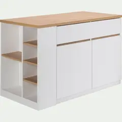 GENERICO - Isla de Cocina Otomi Minimalista Blanco y Marron R&R MUEBLES