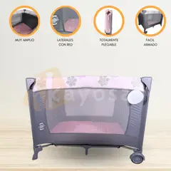 CUZKA - Cuna Corral Plegable «TREILLIS» Pink