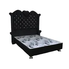 MUEBLES MACRUMO - Cama tapizada Versalles - King - color negro