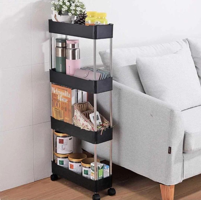 Carrito de Cocina de 4 Niveles con Ruedas Soporte Auxiliar Hogar Baño