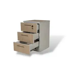 MUEBLES MACRUMO - Velador 3 Cajones + Cerradura. Color Arena