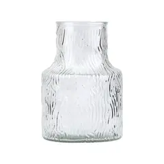 INSPIRA - Jarrón de Vidrio Transparente Diseño Labrado
