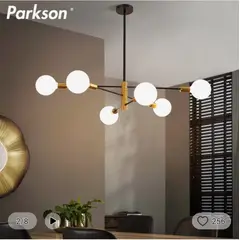 GENERICO - Lámpara Colgante MIranda negro con dorado 6 Luces, Focos