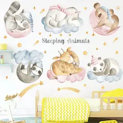 LITTLE BRU ACCESORIOS EXCLUSIVOS - Sticker vinil decorativo cuarto de bebé o niños Animales durmiendo