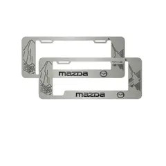 GENERICO - Portaplaca en acero inoxidable logo MAZDA auto o camioneta