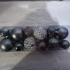 GENERICO - ESFERAS DE NAVIDAD 24 UNIDADES 6 Y 4 CM PLOMO