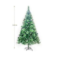 GENERICO - ARBOL DE NAVIDAD PREMIUM RAMAS MIXTAS VERDE CON PUNTAS NEVADAS 2.10 M.