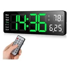 GENERICO - Reloj de Pared Digital Grande LED con Control Alarma + Temperatura Mes
