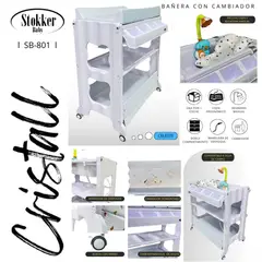 STOKKER BABY - BAÑERA CAMBIADOR CELESTE CRISTALL CON COJIN + REGADERA