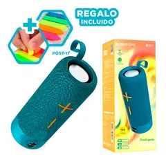RYBIU IMPORT - Bocina Versatil con Bluetooth Celeste Y+Banderitas Adhesivas