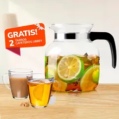 LIBBEY - Tetera de Vidrio 1.5 Lt con 2 tarros cafeteros
