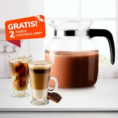 LIBBEY - Tetera de Vidrio 1.5 Lt con 2 tarros cafeteros Acapulco