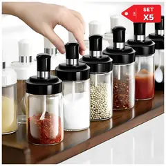 INSPIRA MARKET - Set x 5 Condimenteros especieros con cucharita mielero