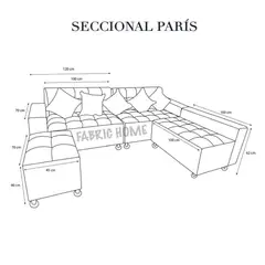TODO SOBRE HOGAR - Sofá Seccional París 3 cuerpos + puff - Vino