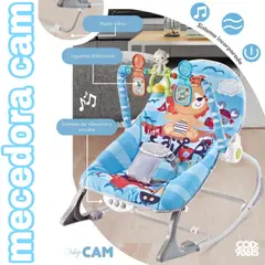 CAM - Silla Mecedora Musical Vibradora Soporta 20kg CELESTE