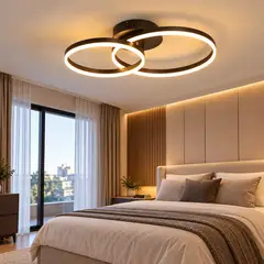 GENERICO - Lámpara LED de Techo Doble Anillo 70W con Control Remoto