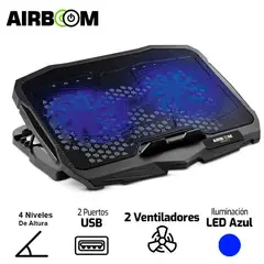 AIRBOOM - Cooler Para Laptop Vortex 2 - AB 007 LED Azul 10" hasta 17"