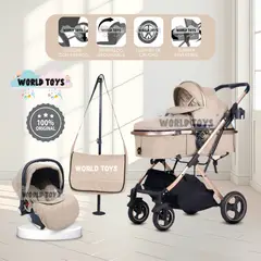BABY - Coche Moisés 4 en 1 «EKATER» con Portabebé Beige