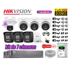 HIKVISION - Kit 7 Cámaras de Seguridad 2MP 1 Domo PTZ Full HD Audio Bidireccional 2TB