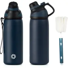 FJBOTTLE - FJBottle-Botella de agua deportiva con aislamiento y tapa magnética 600ml Azul