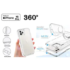 CASE - Protector de iPhone 16 Pro AntiShock 360° - transparente