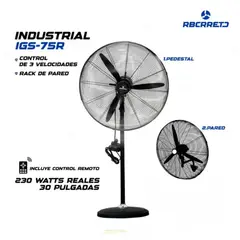 RBC - Ventilador Industrial 2en1 30 Pulgadas 300W control marca IGS-75R
