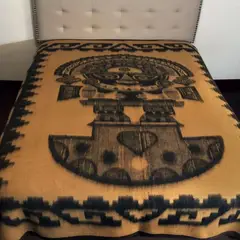 SANTA CATALINA - Frazada Tumi marrón con beige 1.5 plazas