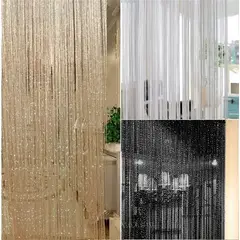 GENERICO - Cortina Hilos Brillante Rosado 95cm ancho para ventana decoración