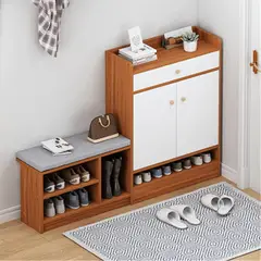 GENERICO - Zapatera Kamil con Asiento Cedro y Blanco Petrox Home