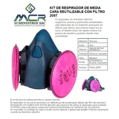 GENERICO - RESPIRADOR DE MEDIA CARA REUTILIZABLE CON 2 FILTROS 2097