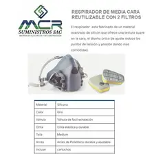 GENERICO - RESPIRADOR DE MEDIA CARA REUTILIZABLE CON 2 FILTROS
