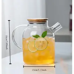GENERICO - Tetera con Tapa de Bambú e Infusor 1.8 L Resistente al Calor y Frio