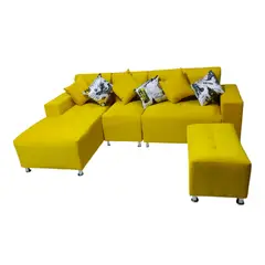 GENERICO - Mueble seccional L-cama 3 cuerpos 1 banqueta + 3 cojines de regalo