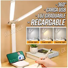 GENERICO - Lámpara Led Recargable 360 p Escritorio 2 en 1 USB Táctil Plegable