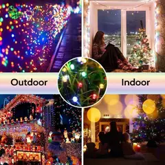 GENERICO - Luces de Navidad decoracion Multicolor con Panel Solar 10 Mt 100 Focos