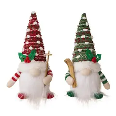 GENERICO - MUÑECOS GNOMOS NAVIDEÑO DECORATIVO CON LUZ GORRO ROJO VERDE PAR