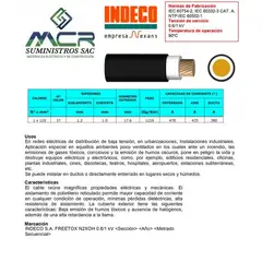 INDECO - CABLE ELECTRICO 120MM LIBRE DE HALOGENO N2XOH UNIPOLAR X METRO