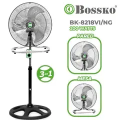 BOSSKO - Ventilador 3 en 1 De 18″ Pulgadas 200Watts NEGRO de 3 ASPAS