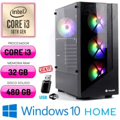 INTEL - Computadora CPU RGB CORE i3-10100 RAM 32Gb SSD 480Gb Windows 10 PC 10maGen