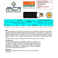 INDECO - CABLE ELECTRICO 10MM LIBRE DE HALOGENO N2XOH UNIPOLAR X10 METRO