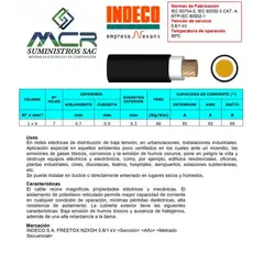 INDECO - CABLE ELECTRICO 6MM LIBRE DE HALOGENO N2XOH UNIPOLAR X 10METRO