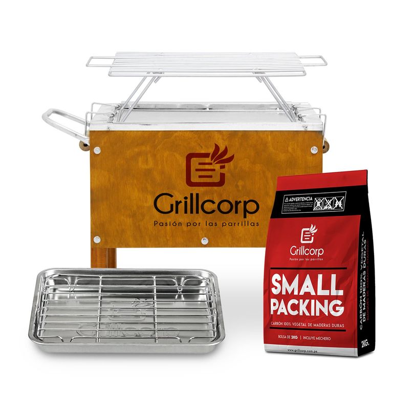 Caja China Chica Black Premium + Parrilla de Varillas + Carbón 2kg