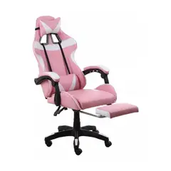 GENERICO - Silla Gamer 180° Con Posapiés y Masajeador Rosada