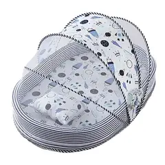 OEM - Colecho Portátil para Bebé - Mosquitero Colchón y Cojín Azul