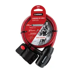 HERMEX - Candado de Cable Bicicleta con Llave Uso Ligero 43923 Hermex